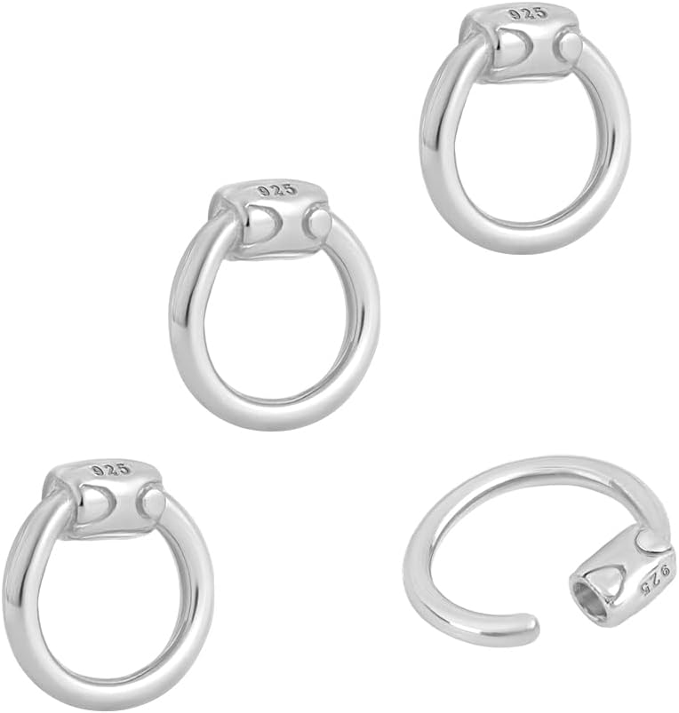 4pcs Sterling Silver Lock Jump Rings, 6mm Platinum Connector Rings 18 Gauge Round O-Ring Crimp Chain Mail Rings for DIY Bracelet Necklace Pendant Chain Choker Making