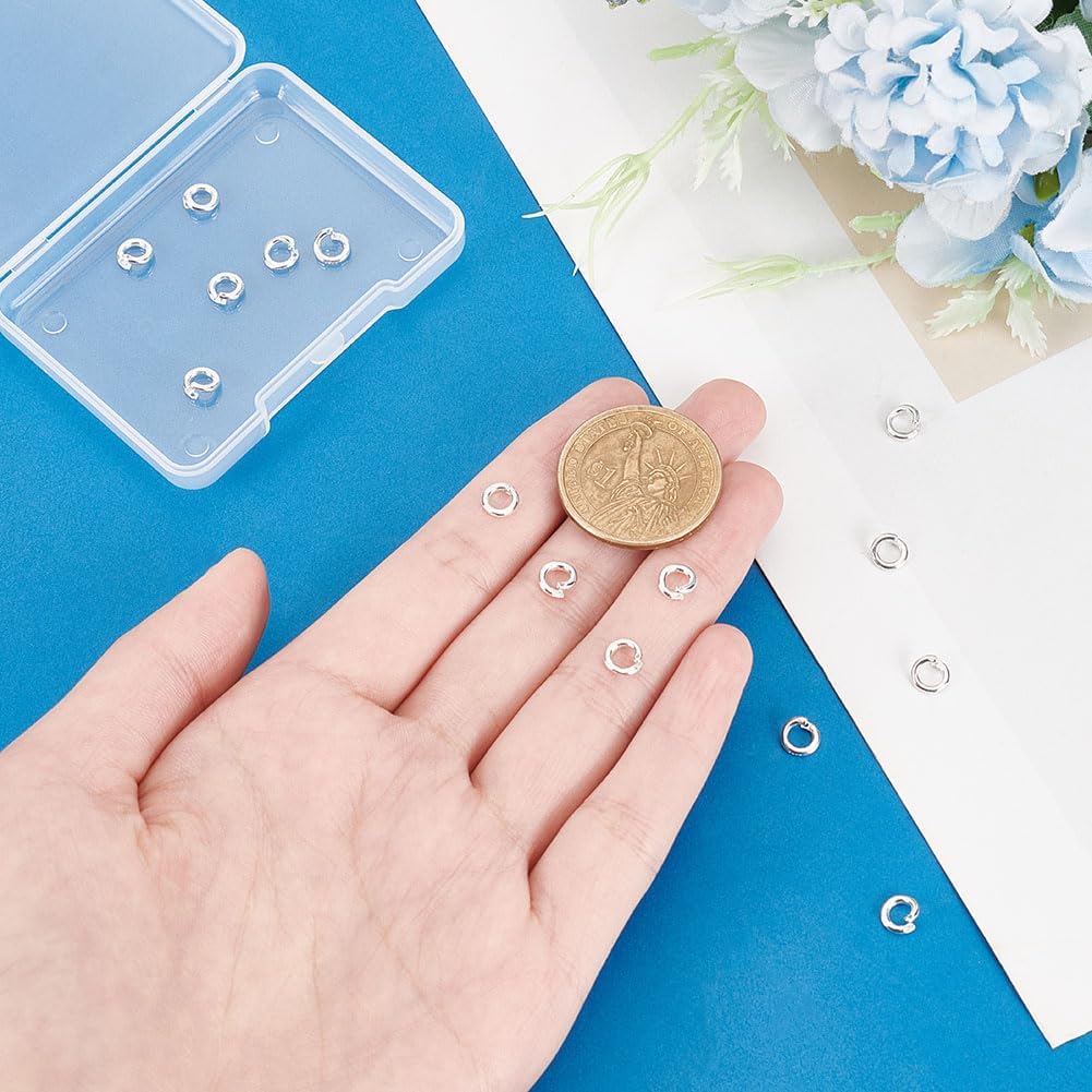15pcs 925 Sterling Silver Locking Jump Rings, Round Locking Jump Rings, OD 6mm, Inner Diameter 3.3mm, Round Clasp Connector Open Jump Rings for Necklace Bracelet Keychain Jewelry Making