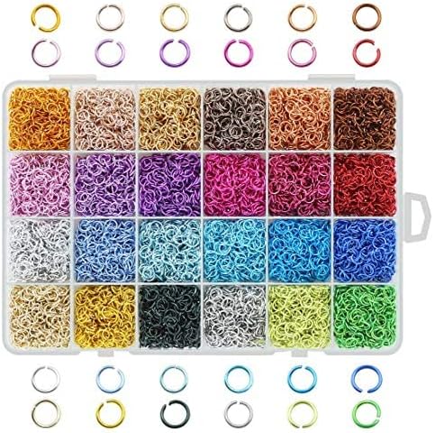 About 7200 Pieces 24 Colors Jump Rings Jewelry Accessories 6mm Jewelry Open Jump Rings for Necklace, Bracelet, Necklace, Chain Jewelry Making