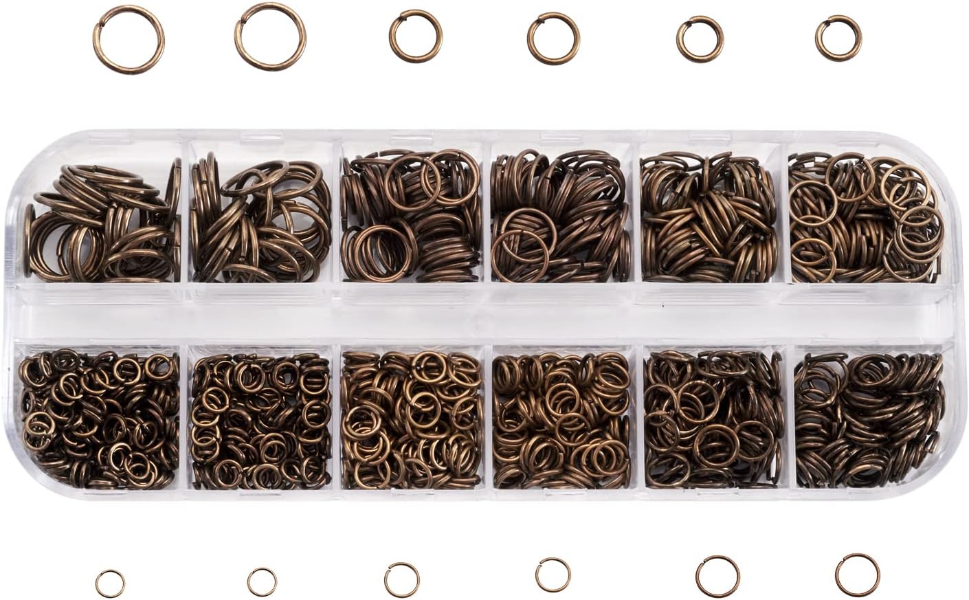 Mixed Size 4-10mm Iron Open Jump Rings, Antique Bronze Plated, No Solder Round Ring Connectors for Chainmail Jewelry Bracelet Necklace Making