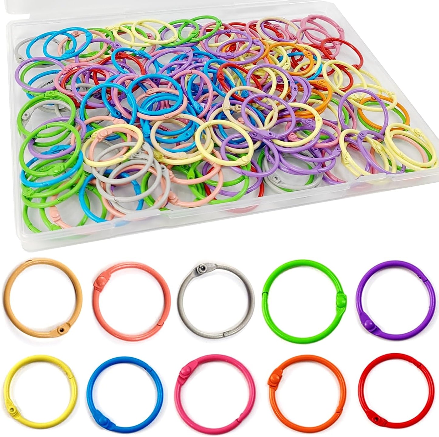 130pcs 1 1/5" Colorful Binder Rings Metal Office Book Rings Paper Rings for Index Cards Flashcards Notebooks, Keychain Keyring Binder Rings for Office School Home, 10 Colors