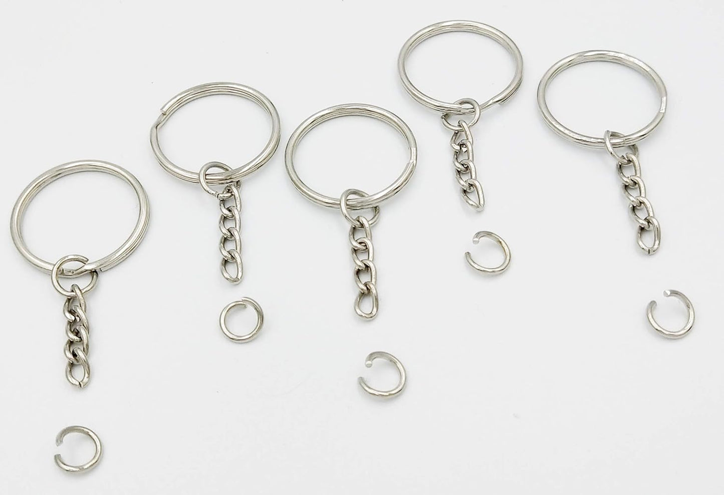 Keyring with chain and open jump ring 1" pack of 50