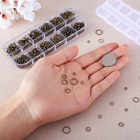 Mixed Size 4-10mm Iron Open Jump Rings, Antique Bronze Plated, No Solder Round Ring Connectors for Chainmail Jewelry Bracelet Necklace Making