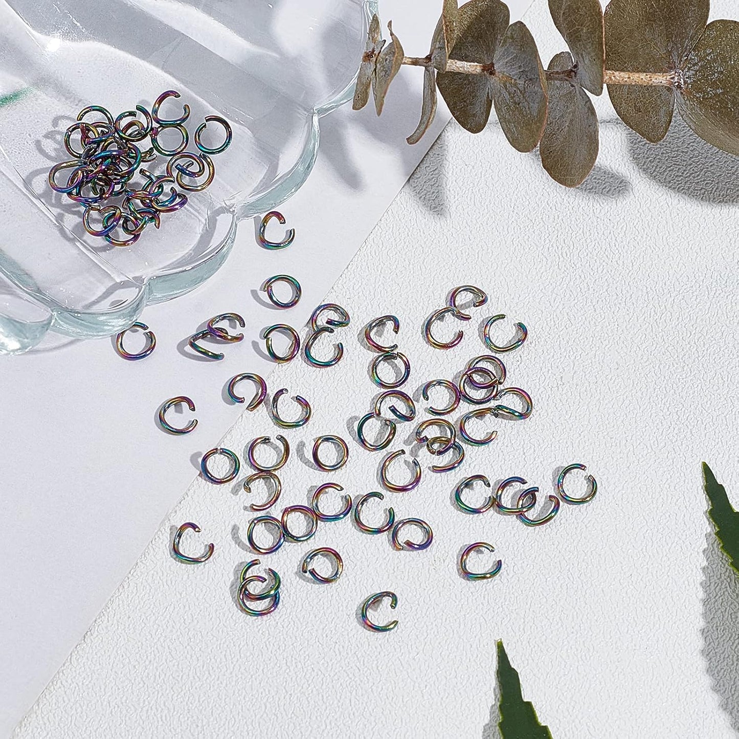 100pcs Stainless Steel Jump Rings Vacuum Plated Jump Rings Rainbow Color Finger Jump Rings for Bracelet Earrings Necklace Jewelry Making, 5x0.8mm