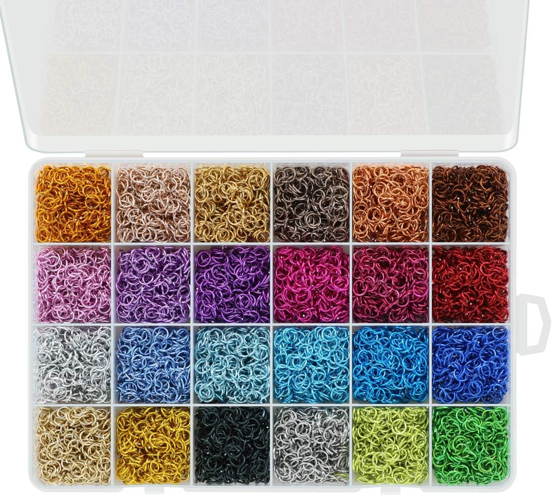 About 7200 Pieces 24 Colors Jump Rings Jewelry Accessories 6mm Jewelry Open Jump Rings for Necklace, Bracelet, Necklace, Chain Jewelry Making