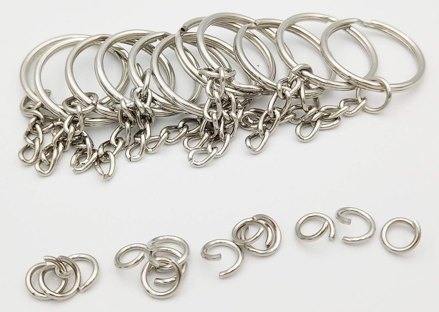 Keyring with chain and open jump ring 1" pack of 50