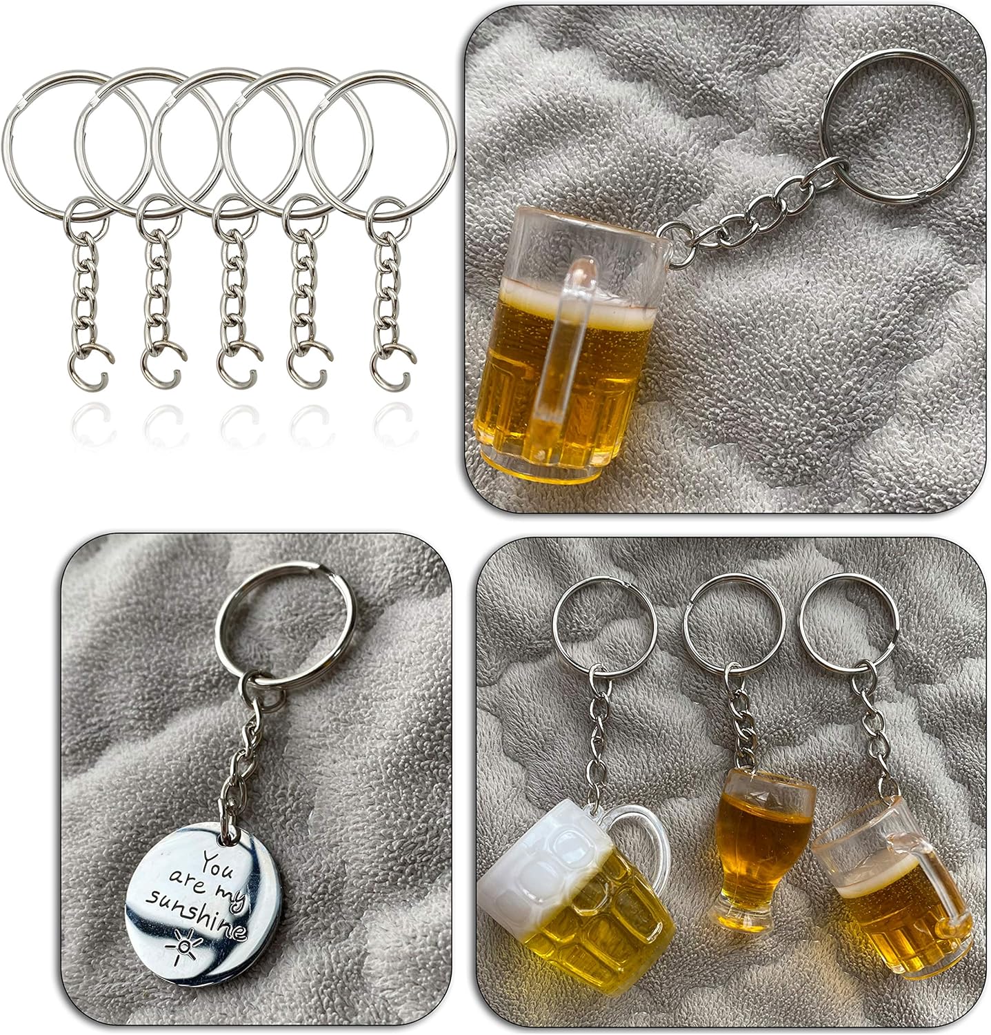Keyring with chain and open jump ring 1" pack of 50