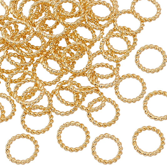24K Gold Plated Jump Rings, 60pcs 8mm Closed Jump Rings 18 Gauge Gold O-Ring Connector Brass Solder Connector Rings for Earrings Bracelet Necklace Jewelry Making