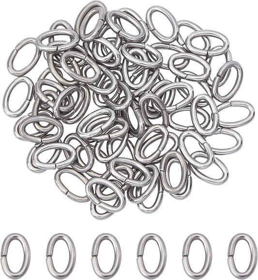 10g 8x5mm Stainless Steel Open Oval Jump Rings Jewelry DIY Accessories for Bracelet Necklace Making, Approx. 66pcs/10g
