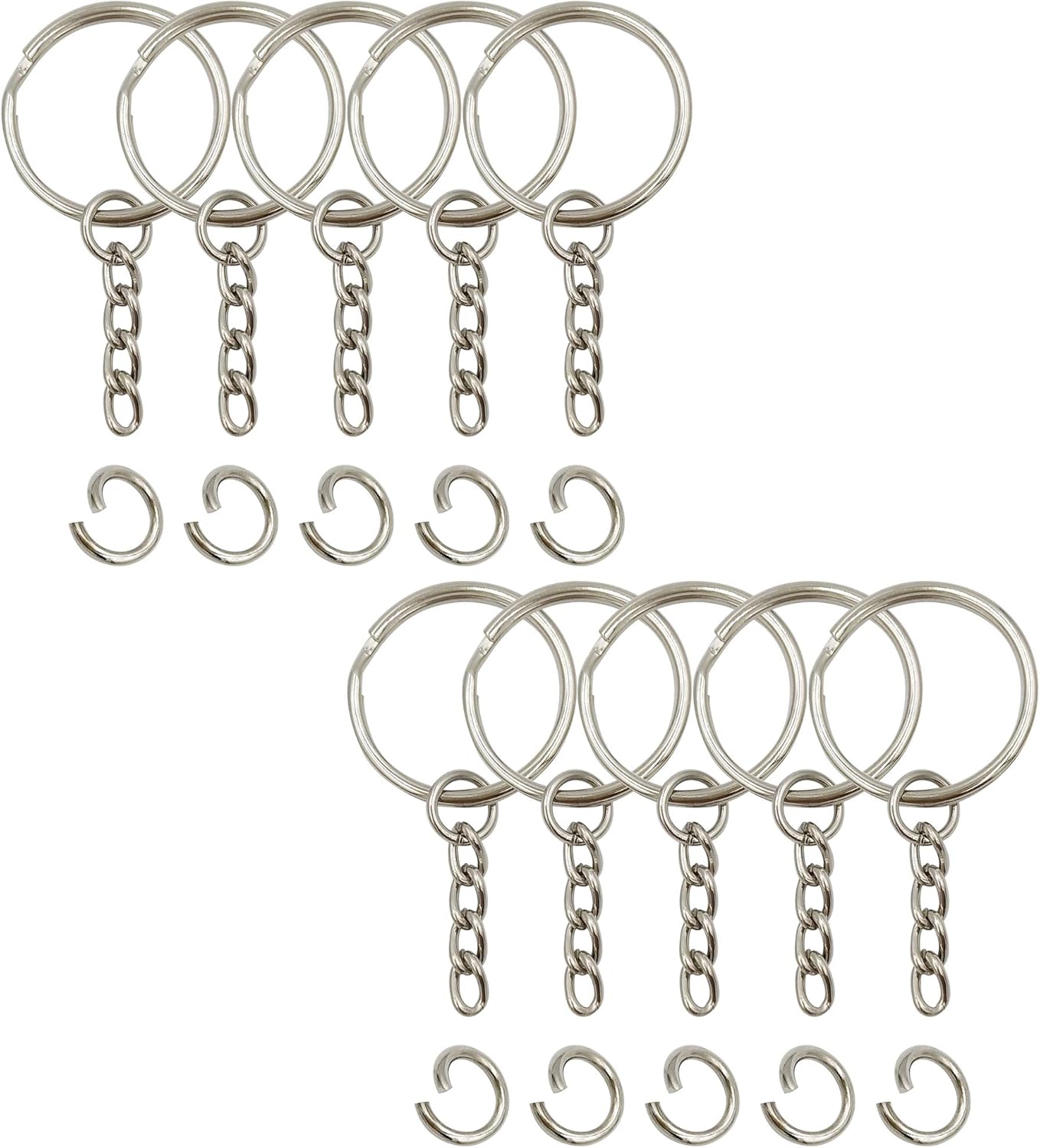 Keyring with chain and open jump ring 1" pack of 50