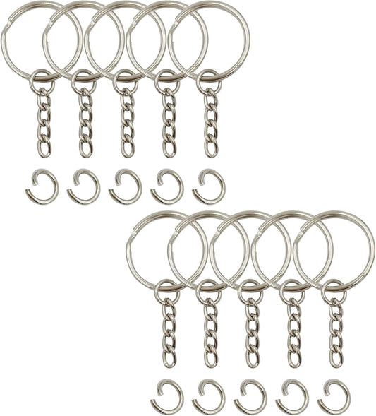 Keyring with chain and open jump ring 1" pack of 50
