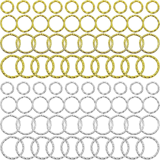 600 Pieces Twisted Gold Connector Open Jump Rings, 8/10/12/15mm O-Ring Connector Jewelry Accessories Round Frames for Making DIY Earrings Bracelet Necklace Keychain Pendant Crafts (Gold/Silver)