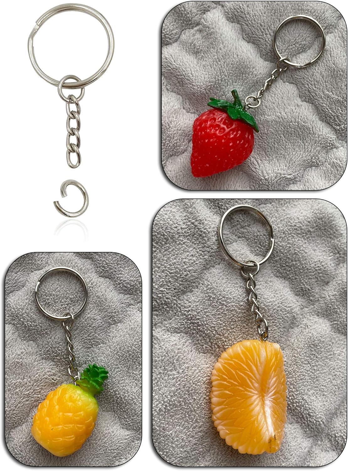 Keyring with chain and open jump ring 1" pack of 50